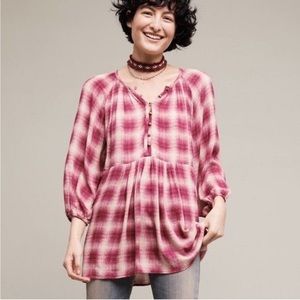 Anthropologie Maeve Plaid Tunic